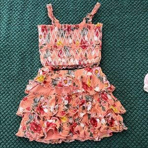 Floral Ruffle top and skirt set